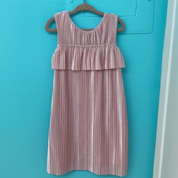Cat & Jack Other - Cat & Jack Pleated Pink Velour Sleeveless Dress 5T